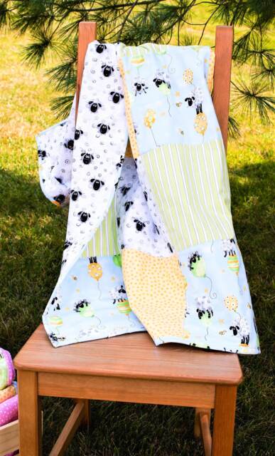 Baby Boy Lamb Quilt, Sheep Crib Bedding, Lewe The Susybee Nursery Blanket - image 1