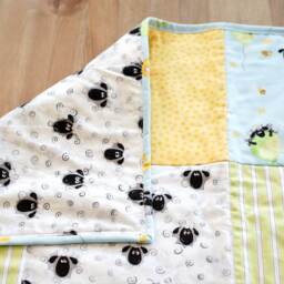 Baby Boy Lamb Quilt, Sheep Crib Bedding, Lewe The Susybee Nursery Blanket - thumbnail 4