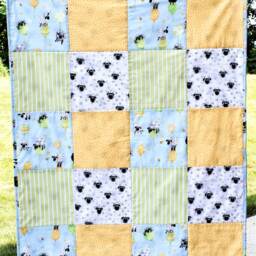 Baby Boy Lamb Quilt, Sheep Crib Bedding, Lewe The Susybee Nursery Blanket - thumbnail 3