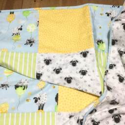 Baby Boy Lamb Quilt, Sheep Crib Bedding, Lewe The Susybee Nursery Blanket - thumbnail 2