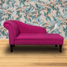 Handmade Fuchsia Pink Plush Chaise Longue - Queen Anne Legs - thumbnail 3