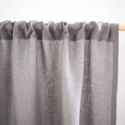 Gray Curtain Panel With Ruffles Made Of Medium Linen - 160 G/M2. Farmhouse Decor. Gray Valance - thumbnail 3