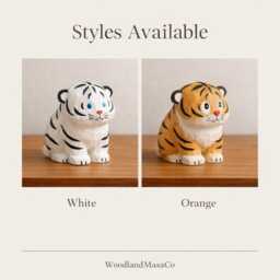 Tiger Wooden Figurine - Scandi Minimalist D??cor Desk & Shelf Decor Housewarming Gift - thumbnail 2