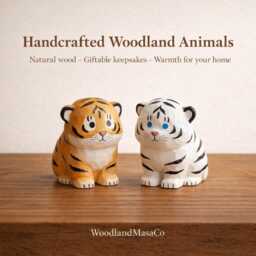 Tiger Wooden Figurine - Scandi Minimalist D??cor Desk & Shelf Decor Housewarming Gift - thumbnail 4