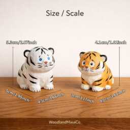 Tiger Wooden Figurine - Scandi Minimalist D??cor Desk & Shelf Decor Housewarming Gift - thumbnail 3