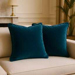 Handmade Emerald Green Cotton Velvet Cushion Cover With Piping 1 Piece - thumbnail 1