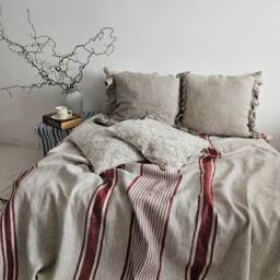 French Linen Blanket, Flax Bedspread - Heavy Weight Huckaback Bed Cover Provence Cottage Coutrystyle Throw 100% Linen - thumbnail 3