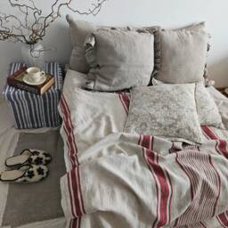 French Linen Blanket, Flax Bedspread - Heavy Weight Huckaback Bed Cover Provence Cottage Coutrystyle Throw 100% Linen - thumbnail 2