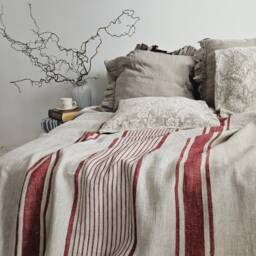 French Linen Blanket, Flax Bedspread - Heavy Weight Huckaback Bed Cover Provence Cottage Coutrystyle Throw 100% Linen - thumbnail 1