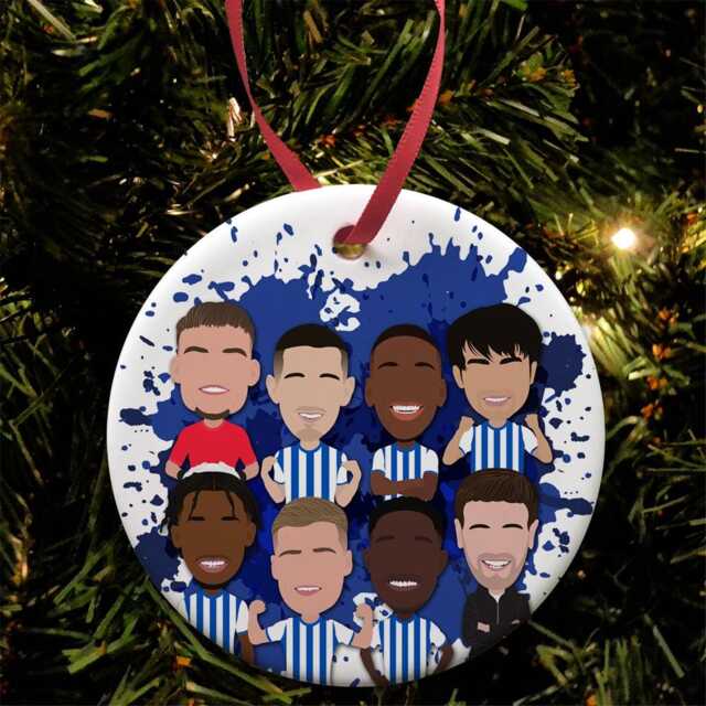 Brighton 2024-25 Christmas Tree Decoration Flat Ceramic Bauble Vector Heroes Dunk Welbeck Etc Great Gift For Seagulls Fans Sale Sale - image 1