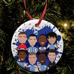 Brighton 2024-25 Christmas Tree Decoration Flat Ceramic Bauble Vector Heroes Dunk Welbeck Etc Great Gift For Seagulls Fans Sale Sale - thumbnail 1