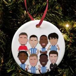 Brighton 2024-25 Christmas Tree Decoration Flat Ceramic Bauble Vector Heroes Dunk Welbeck Etc Great Gift For Seagulls Fans Sale Sale - thumbnail 2