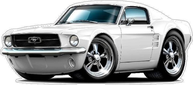 1967 Ford Mustang Fb Decal Vintage Cartoon Hot Rod Vinyl Wall Art - image 1