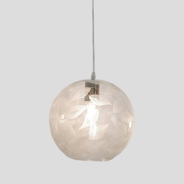 Engraved Leaves Ceiling Light - Blown Glass Pendant For Kitchen Island Fixture Hand Blown Glass - image 1