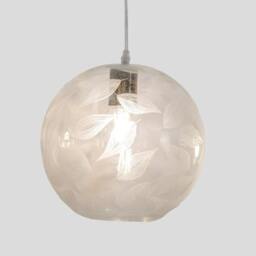 Engraved Leaves Ceiling Light - Blown Glass Pendant For Kitchen Island Fixture Hand Blown Glass - thumbnail 3