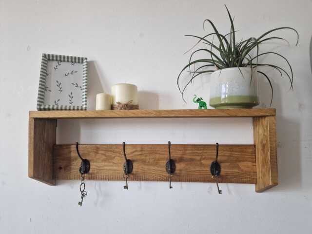 Handmade Wooden Entryway/Key Holder Coat Rack - image 1