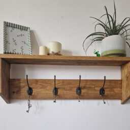 Handmade Wooden Entryway/Key Holder Coat Rack - thumbnail 3