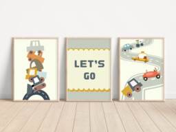Car & Transport Set Of Prints, Perfect For A Playroom, Nursery Or Bedroom - Prints Only - thumbnail 1