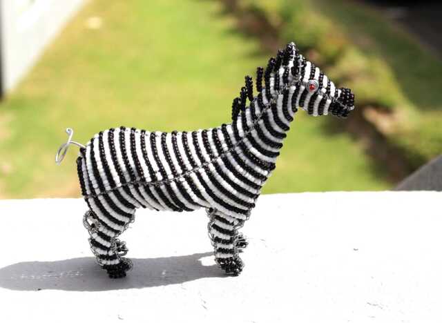 Beaded Zebra Figurines Handcrafted African Wire Art, Safari Decor - image 1