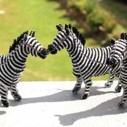 Beaded Zebra Figurines Handcrafted African Wire Art, Safari Decor - thumbnail 3