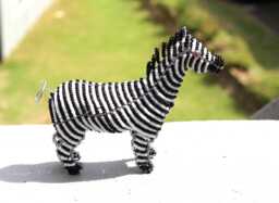 Beaded Zebra Figurines Handcrafted African Wire Art, Safari Decor - thumbnail 1