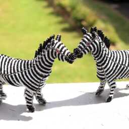 Beaded Zebra Figurines Handcrafted African Wire Art, Safari Decor - thumbnail 2