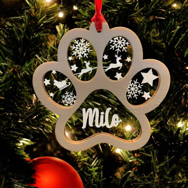 Personalised Pet Christmas Ornament, Tree Decoration, Dog Hanging Bauble, Paw Decoration - image 1