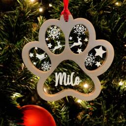 Personalised Pet Christmas Ornament, Tree Decoration, Dog Hanging Bauble, Paw Decoration - thumbnail 1