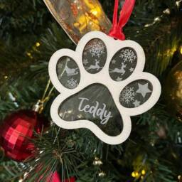 Personalised Pet Christmas Ornament, Tree Decoration, Dog Hanging Bauble, Paw Decoration - thumbnail 3