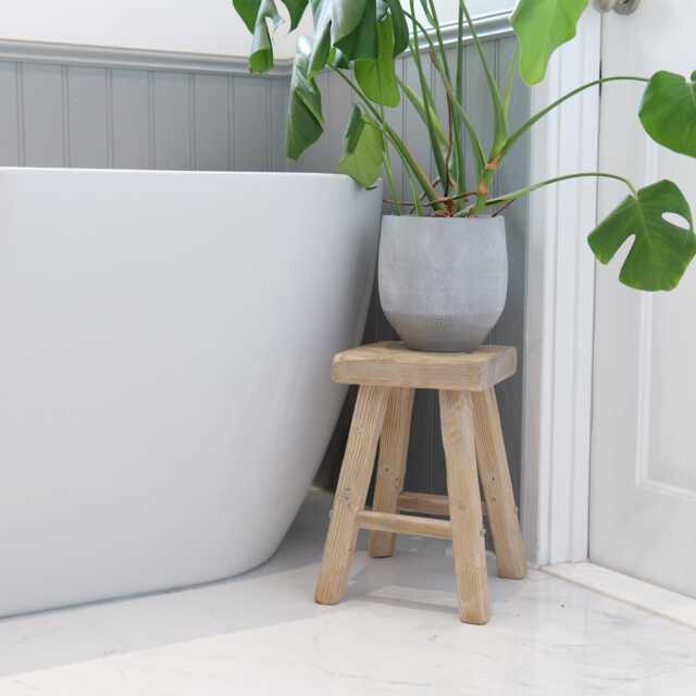 Reclaimed Wooden Stool - Rustic Driftwood Square - Ben Simpson Furniture - image 1