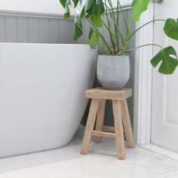 Reclaimed Wooden Stool - Rustic Driftwood Square - Ben Simpson Furniture