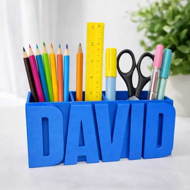 Personalized Name Pen Holder - 3D Printed Desk Organizer - image 1