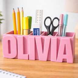 Personalized Name Pen Holder - 3D Printed Desk Organizer - thumbnail 3