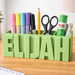 Personalized Name Pen Holder - 3D Printed Desk Organizer - thumbnail 2