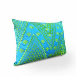 Kilim Embroidered Lumbar Pillow Cover, Turquoise Green, 12x20 Throw - thumbnail 2