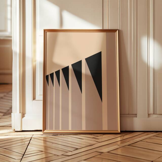 Bauhaus Architecture Art Print - Day Series Dark Warm Tones Geometric Wall Minimalist Building - image 1