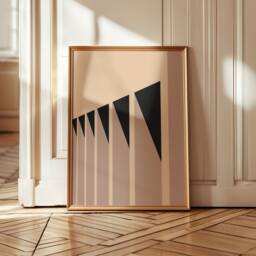 Bauhaus Architecture Art Print - Day Series Dark Warm Tones Geometric Wall Minimalist Building - thumbnail 1