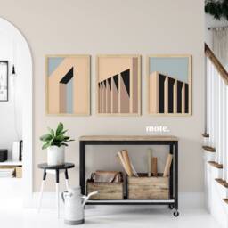 Bauhaus Architecture Art Print - Day Series Dark Warm Tones Geometric Wall Minimalist Building - thumbnail 3