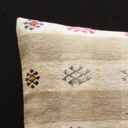 Embroidery Cotton Kilim Pillow Coussin Morrocan Cushion 16 X 24 Boho Kissen Housse 40X60 Rug Covers Lumbar - thumbnail 2