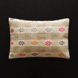 Embroidery Cotton Kilim Pillow Coussin Morrocan Cushion 16 X 24 Boho Kissen Housse 40X60 Rug Covers Lumbar - thumbnail 1