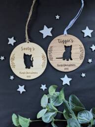 Kittens First Christmas Bauble 2025 - Kitten Silhouette Personalised