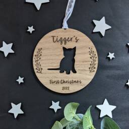 Kittens First Christmas Bauble 2025 - Kitten Silhouette Personalised - thumbnail 3