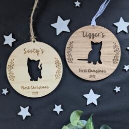 Kittens First Christmas Bauble 2025 - Kitten Silhouette Personalised - thumbnail 2