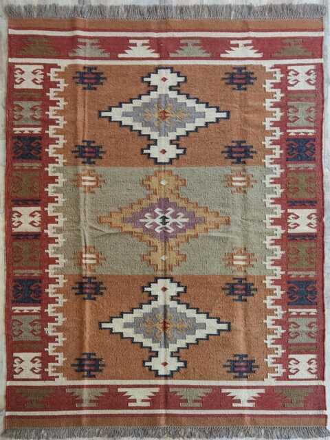 Wool Jute Tribal Kilim Rug - Living Room, Bedroom, Hallway, Entrance - image 1