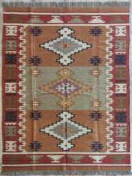 Wool Jute Tribal Kilim Rug - Living Room, Bedroom, Hallway, Entrance - thumbnail 1