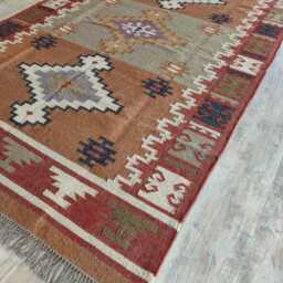 Wool Jute Tribal Kilim Rug - Living Room, Bedroom, Hallway, Entrance - thumbnail 2