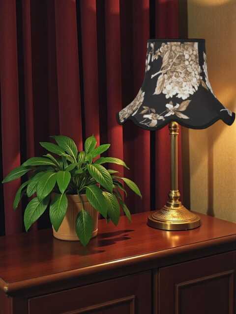 Black Floral Hydrangea Lampshade With Cream Braid Handmade For Ceiling Lights, Table & Floor Standard Lamp Shades - image 1