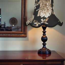 Black Floral Hydrangea Lampshade With Cream Braid Handmade For Ceiling Lights, Table & Floor Standard Lamp Shades - thumbnail 2