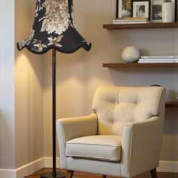 Black Floral Hydrangea Lampshade With Cream Braid Handmade For Ceiling Lights, Table & Floor Standard Lamp Shades - thumbnail 3