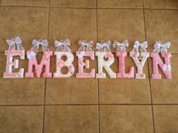 Custom Pink Nursery Wooden Name Letters - Beveled Wall Decor - thumbnail 1